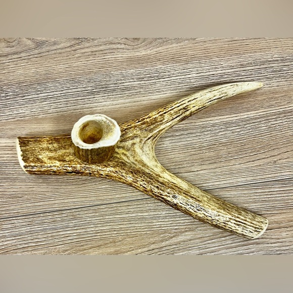 Genuine Elk Antler Decorative Table Top Centerpiece Candle Holder - Picture 2 of 5